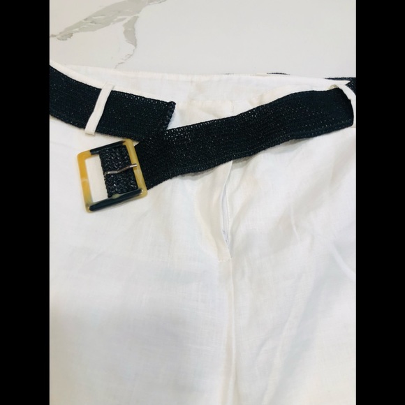 NWT Zoe D white linen pants with belt - Picture 3 of 7